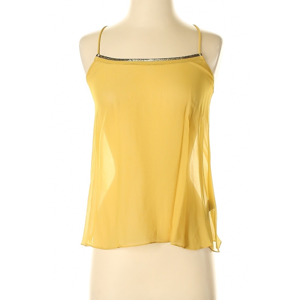 Nicole Miller Solid Dark Yellow Sleeveless Blouse